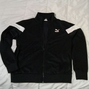 Puma- Men's Large Size Track Jacket- Black w/White stripes